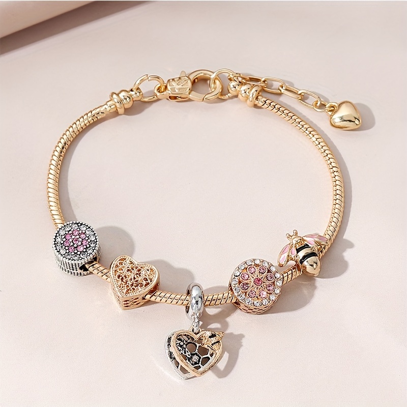 1pc alloy exquisite golden bracelet diy color preserving plating fashionable   charm bracelet valentines day gift jewelry accessories details 2