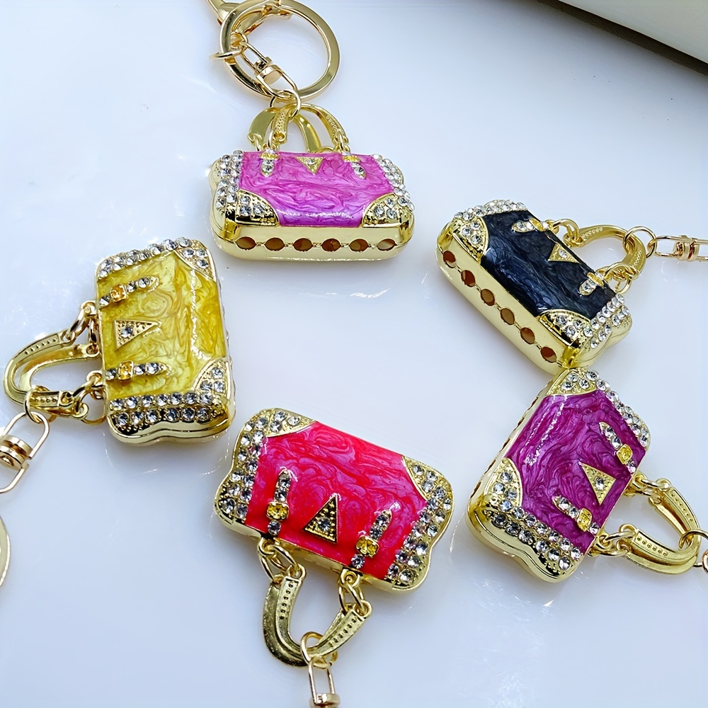 

Xdpqq Elegant -encrusted Keychain - Assorted Handbag Designs With Golden-tone Metal, Bag & Car Key Decoration, Ideal Valentine's Gift, Valentine's Day Accessory|decorative Keychain|alloy Material