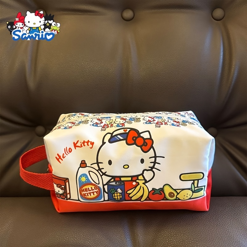 Sanrio Hello Kitty Large Capacity Travel Makeup Bag - Durable Nylon Cosmetic Organizer with Adorable Design, White, Perfect for Daily Use or On-the-Go Essentials, Travel Makeup Storage | Playful Design | Easyclean Material, Hello Kitty Makeup Bag