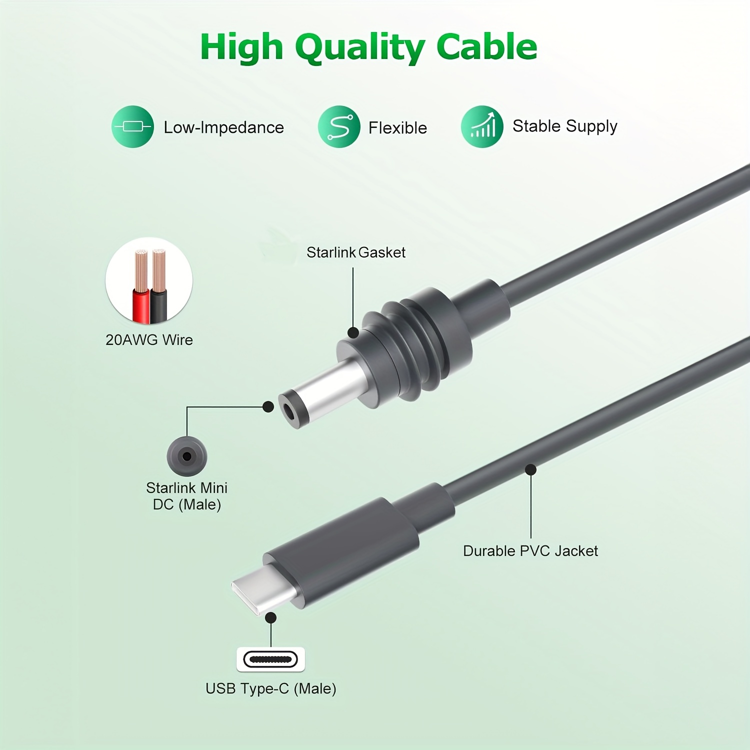 starlink mini usb c to power to 100w fast charging compatible with 65w pd durable usb type c extension cord in 2m 5m 10m 15m 23 delivery cable charging reliable power transfer Product details 2