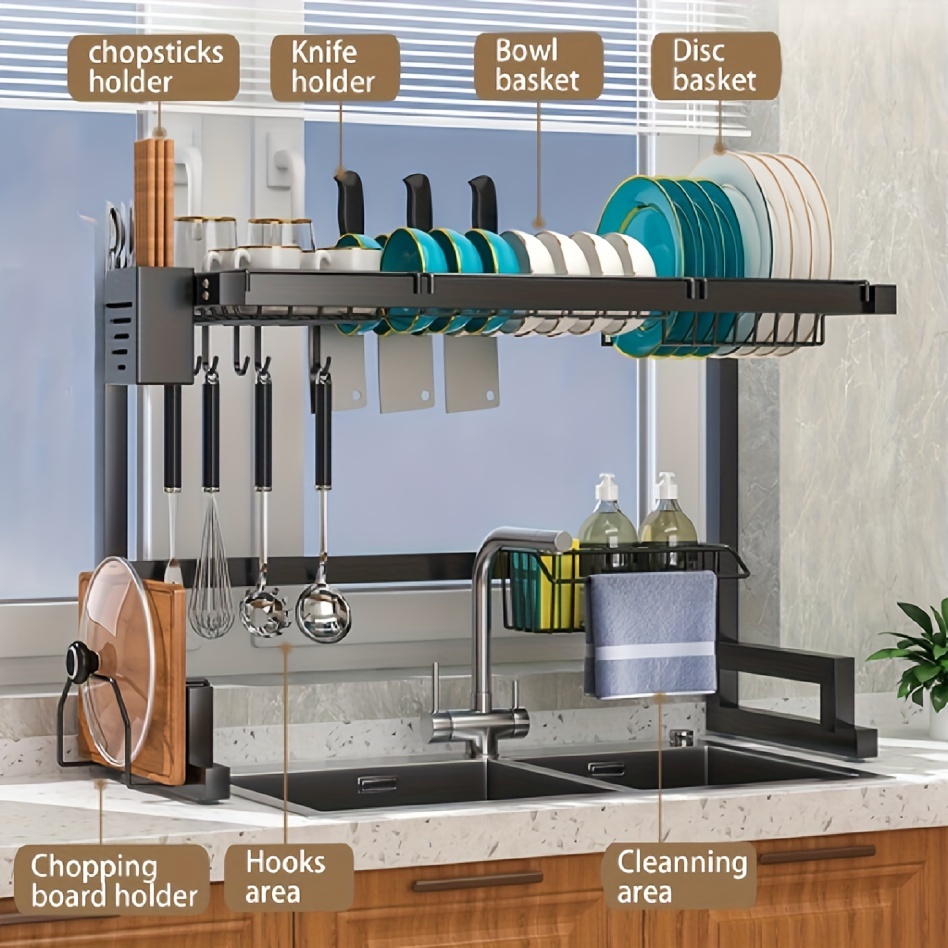 

-saving Metal Organizer - Dish Rack , & Cup , And - No