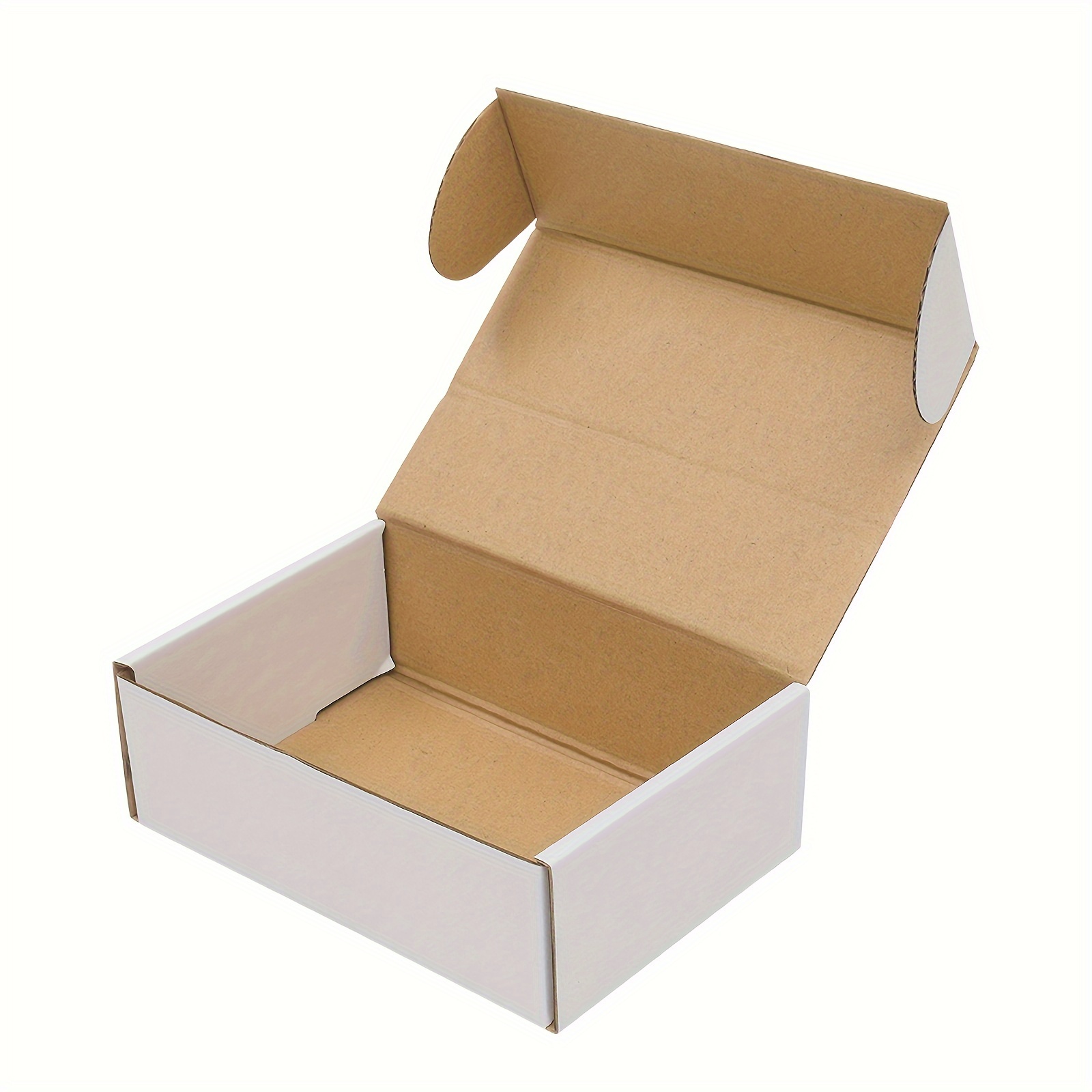 

50pcs 6x4x2"(15.2 * 10 * 5cm) Corrugated Paper Boxes White Outside Yellow Inside- Sturdy, Moisture-proof, Easy Assembly, Perfect For Shipping, Value Pack