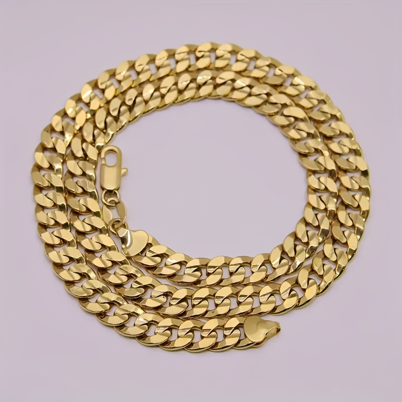 TEMU 1pc Trendy Cuban Nk Chain 6mm Men's Necklace, Stylish, Gorgeous, And Luxurious, With A Rock And Hip-hop Vibe, Suitable For Daily Wear, Parties,