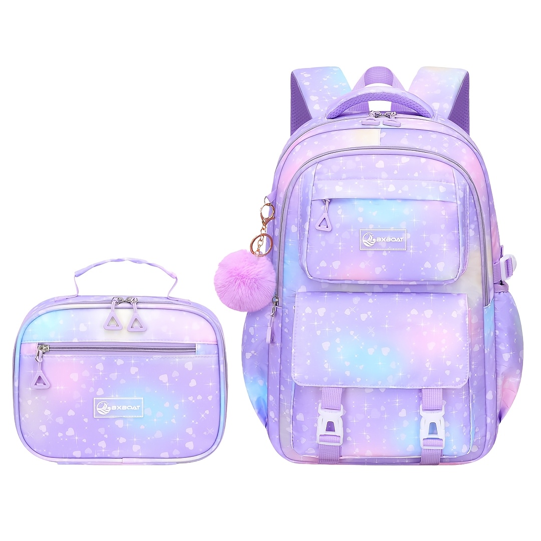 TEMU Bxboat 2pcs Backpack With Handbag For Teen Girls, Back-to-school Backpack 2026, Lightweight Large-capacity Lightweight School Bag, College