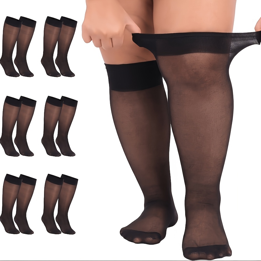TEMU 6 Pairs Nylon Mid-calf Socks, Plus Size, Can To 300