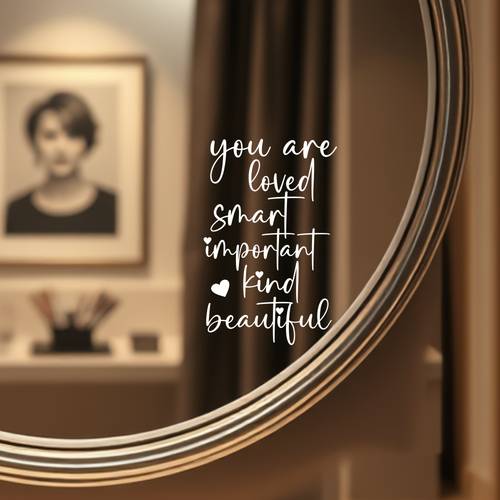 1pc smart important kind beautiful mirror sticker motivational self love quote wall sticker for bathroom bedroom vanity mirror positive affirmation vinyl decor gift for women valentines aesthetic decor