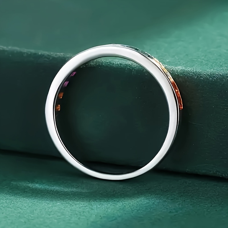 Colorful Square Synthetic Gemstone Ring - Unique Mosaic Design