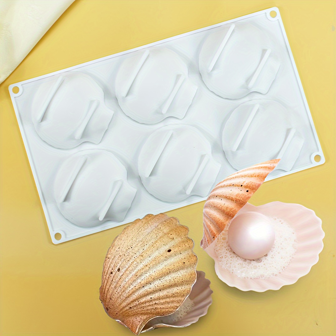 

1pc, 6 Cavity Ocean Shell Pearl Dessert Baking Tools, Silicone Cake Molds, Chocolate Moulds, Pastry Decorating Kitchen Bakeware, Kitchen Accessories, Baking Tools, Diy Supplies