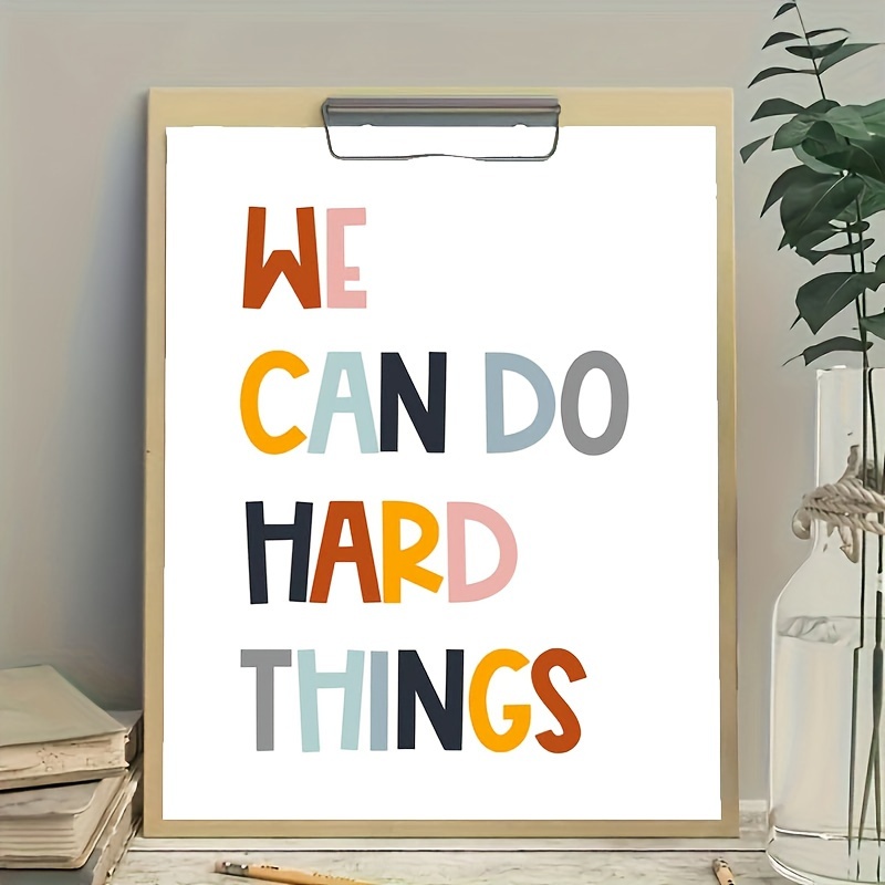 Hard Things Positive Affirmation Poster Wall Art Growth - Temu United