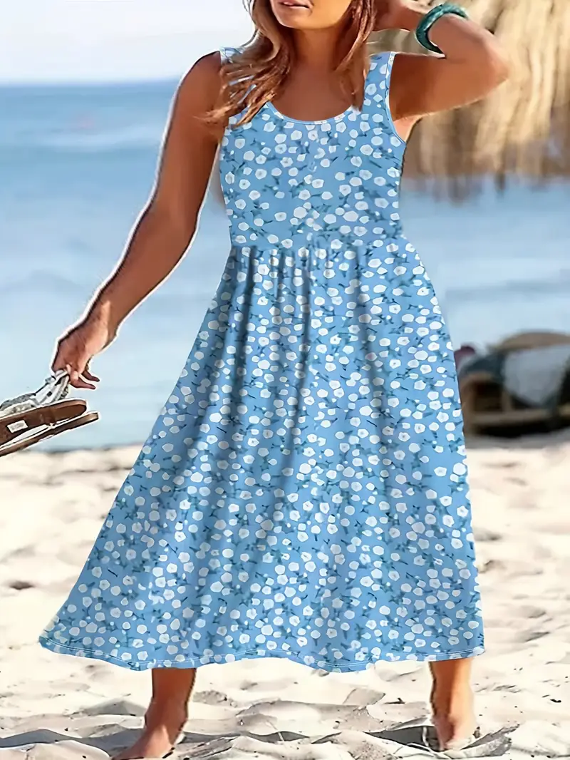 womens plus size floral print sleeveless beach dress - Temu womens plus size floral print sleeveless beach dress - Temu