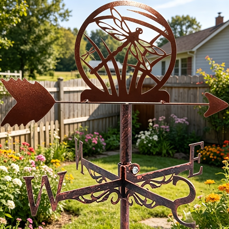 TEMU A Traditional - Weather Vane Suitable For Gardening Enthusiasts. A Dragonfly-shaped Outdoor Wind Indicator, Decorative Doorplate, Wall