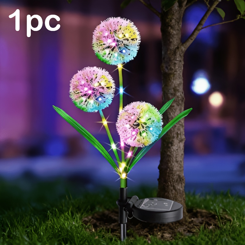E-shop 3er-Pack Solar-Pusteblumen-Simulationslichter, IP65, Hof-Garten-Dekolichter, Außen-Grasflächen-Landschafts-Erdspießlichter, bunte