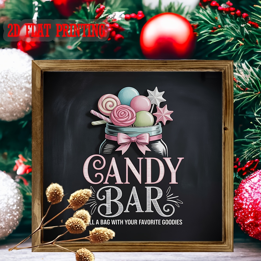 TEMU 2d Flat - Flat 2d Decorative Signs And Plaques For A Candy Bar, Featuring A Rustic Wood Design. Perfect For Party Decor, Farmhouse Wall Art, And