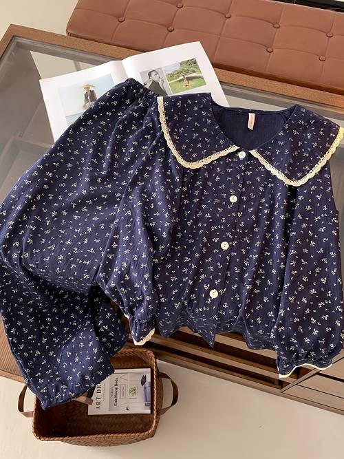 2025 spring autumn new arrival womens cloud pajama set dainty cream floral print two piece lapel long sleeve pants with ruffle trim sweet girly soft cozy loungewear for indoor outdoor use
