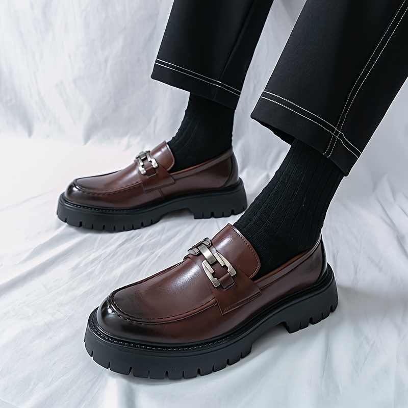 *'S Shoes Metal Loafers, Low-Top Thick Sole Slip-On Dress Shoes  Business Formal Shoes, Versatile Casual