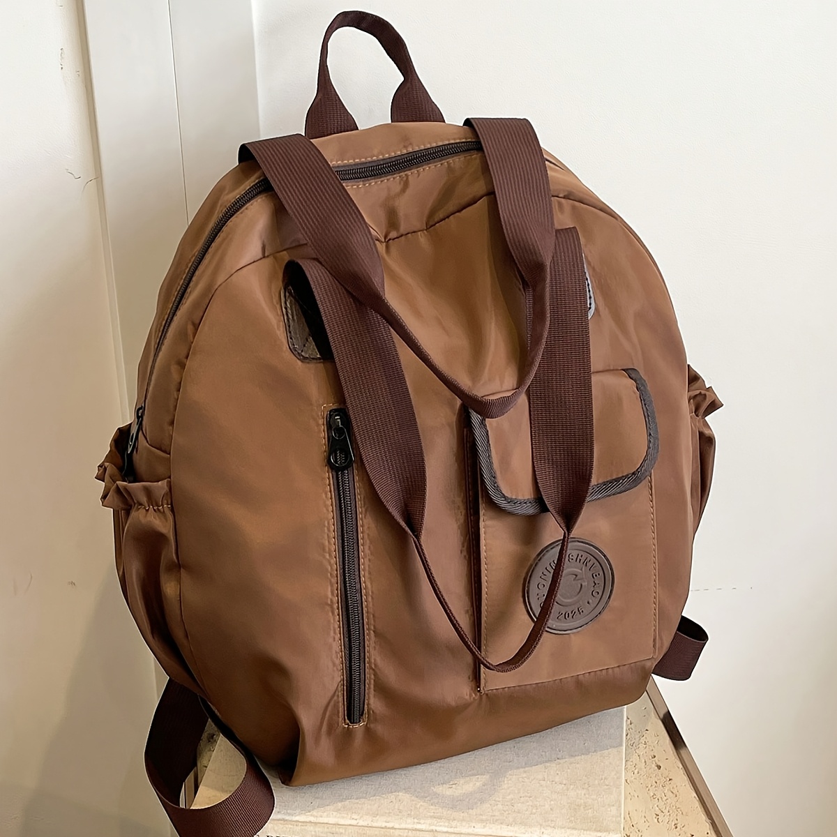 TEMU Large Capacity Fashionable Women's Backpack, With Multiple Pockets And Compartments, Shoulder Bag, Handbag, Multi-functional Ladies Bag.