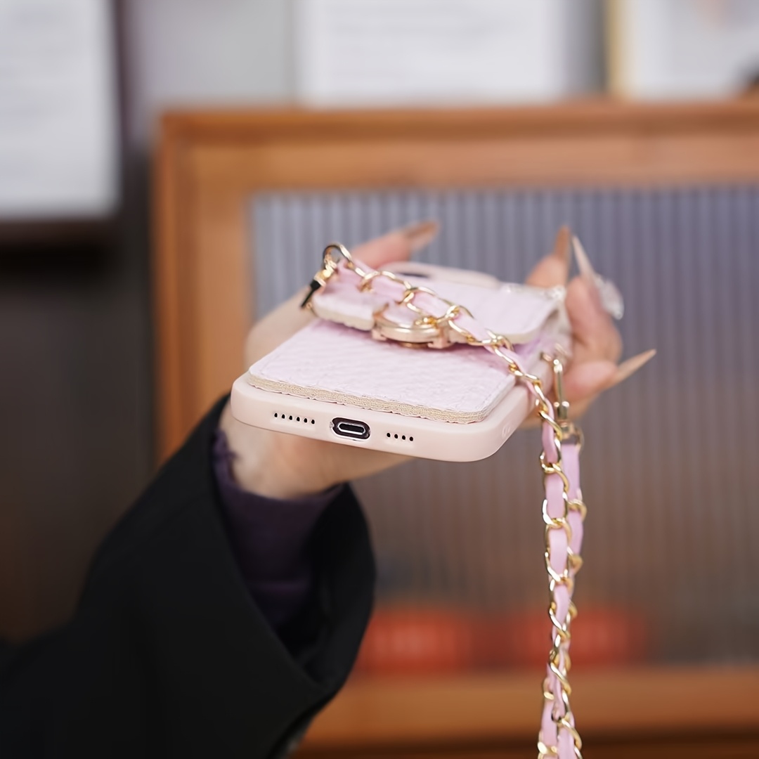 TEMU Phone Case: Luxury Woven Crossbody Coin Purse Suitable For Iphone 16 Phone Case, All Inclusive 14 Pro Card Insertion Bag, Anti Loss 13 Strap