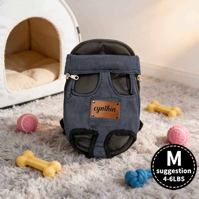 TEMU 1pc Customizable Text Dog Portable Bag - Comfortable Shoulder Strap Pet Travel Bag, Suitable For Small Dogs And Cats, Zipper Closure, A Small