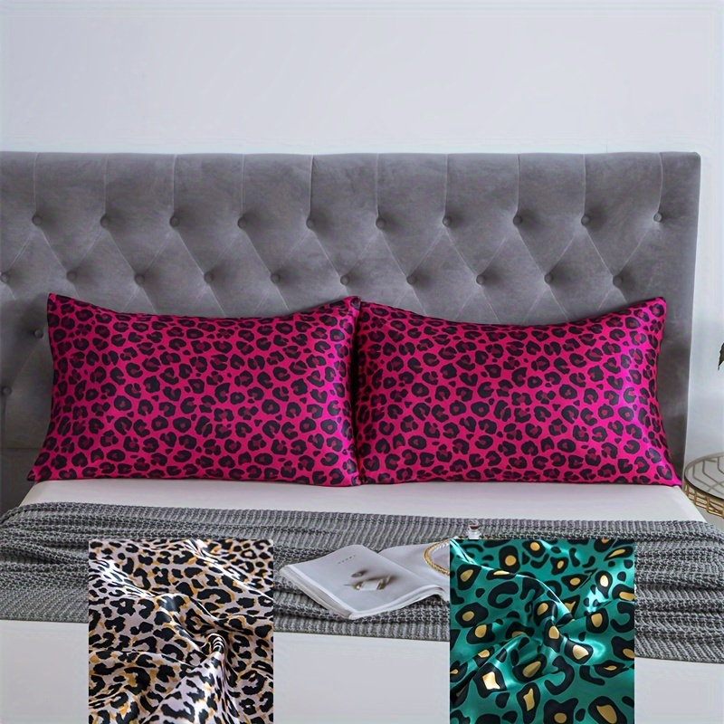 

Two-pack Leopard Print Satin Pillowcase, Soft And Pillowcase High-end Luxury Decorate Your Home Bedroom