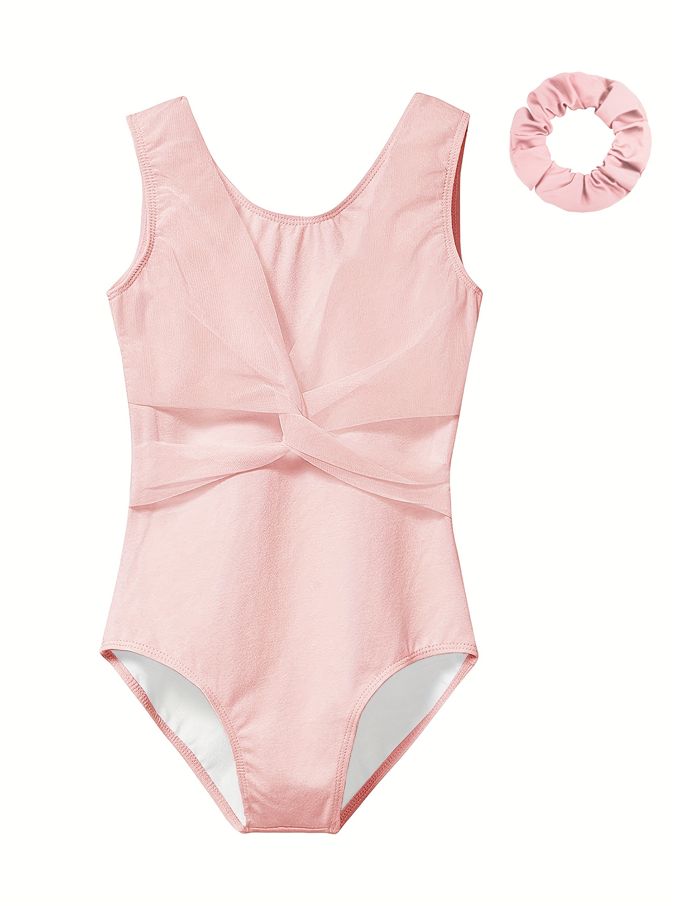 [Mother's Day Gifts] 2pcs Ballet Leotards for Girls Dance Ballet Gymnastics  Sleeveless Tank with Mesh Cross Front, Including Matching Hairband
