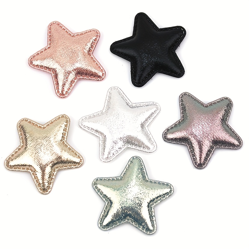 18pcs 4.8cm Pu Leather Star-shaped Handmade Hair Accessory Filling Leather Applique Diy Hair Clip Craft Decoration Clothing Accessories