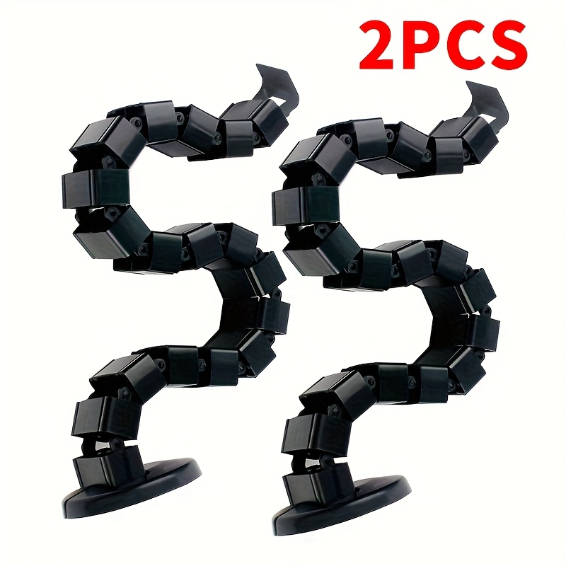 TEMU 2pcs Under-desk Cable Management Spine, Flexible Cable Storage Rack, Suitable For Standing Desks, Screw-mounted Spine Cable Management, In