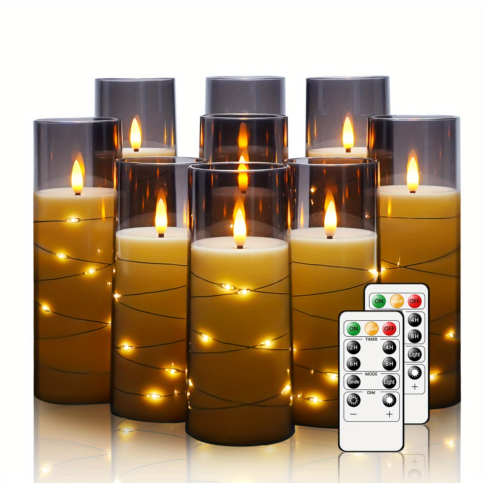 

Flickering Flameless Led Candles, Battery Operated Candles 9 Pcs With Embedded Star String, Acrylic Led Pillar Candles With Remote, Suitable For Home Decoration To Create An Atmosphere
