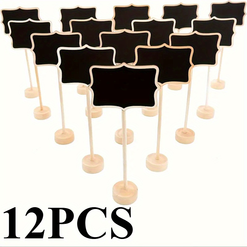 Image of 12pcs/set Mini Blackboard With Stand, Message Display Board, Small Drawing Board, Self-service Food Label Board, Suitable For Restaurants, Outdoor Activities, Weddings, And Christmas Decoration