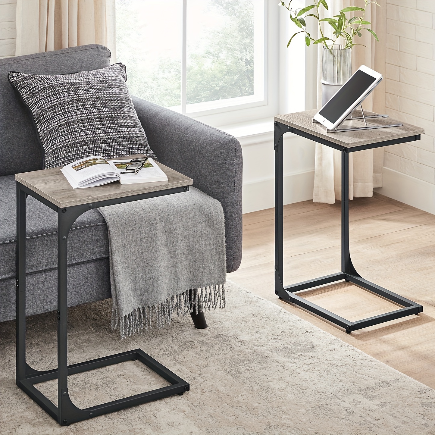 TEMU Table d'appoint de C, table d'appoint avec cadre en métal pour salon, petite table de chevet pour canapé, chambre à coucher, chevet