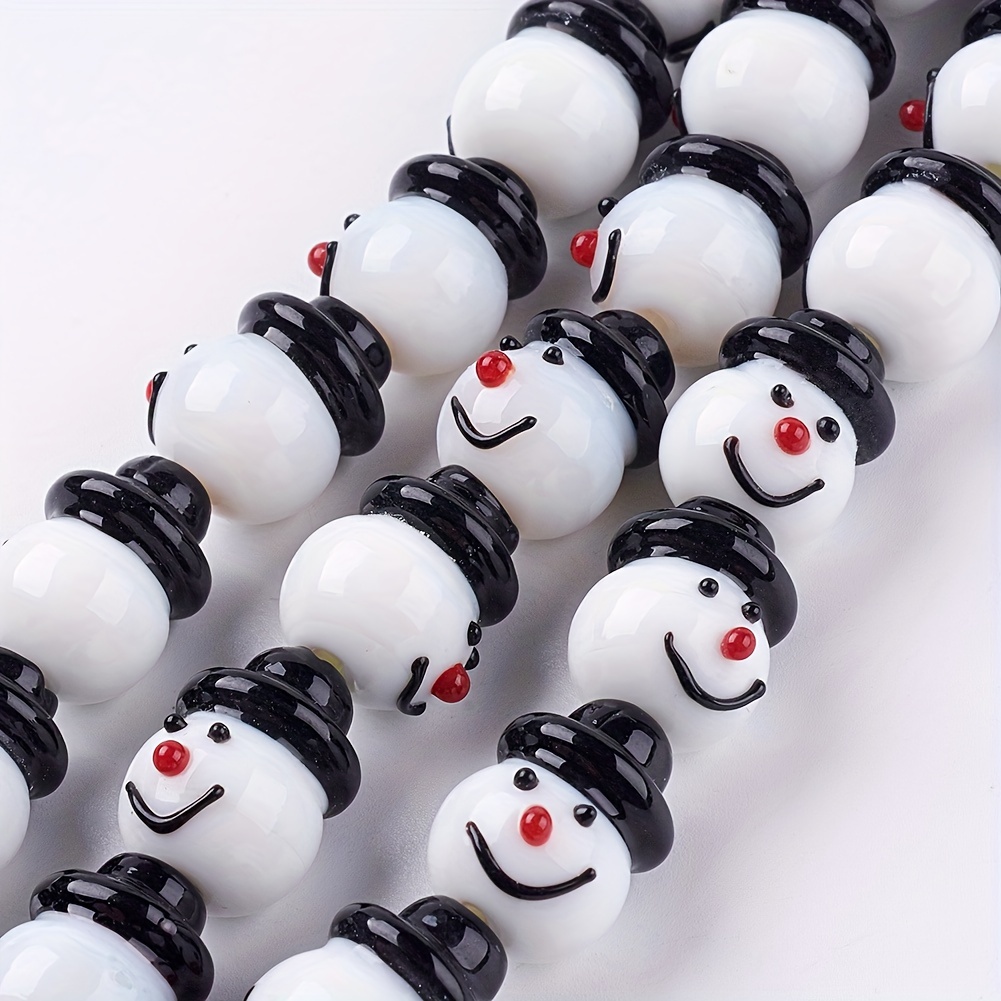 

Glass Snowman Beads Assortment For Jewelry Making, Christmas Themed Lampwork Beads, Set Of Approx. 9 Pieces For Diy Necklace & Crafting