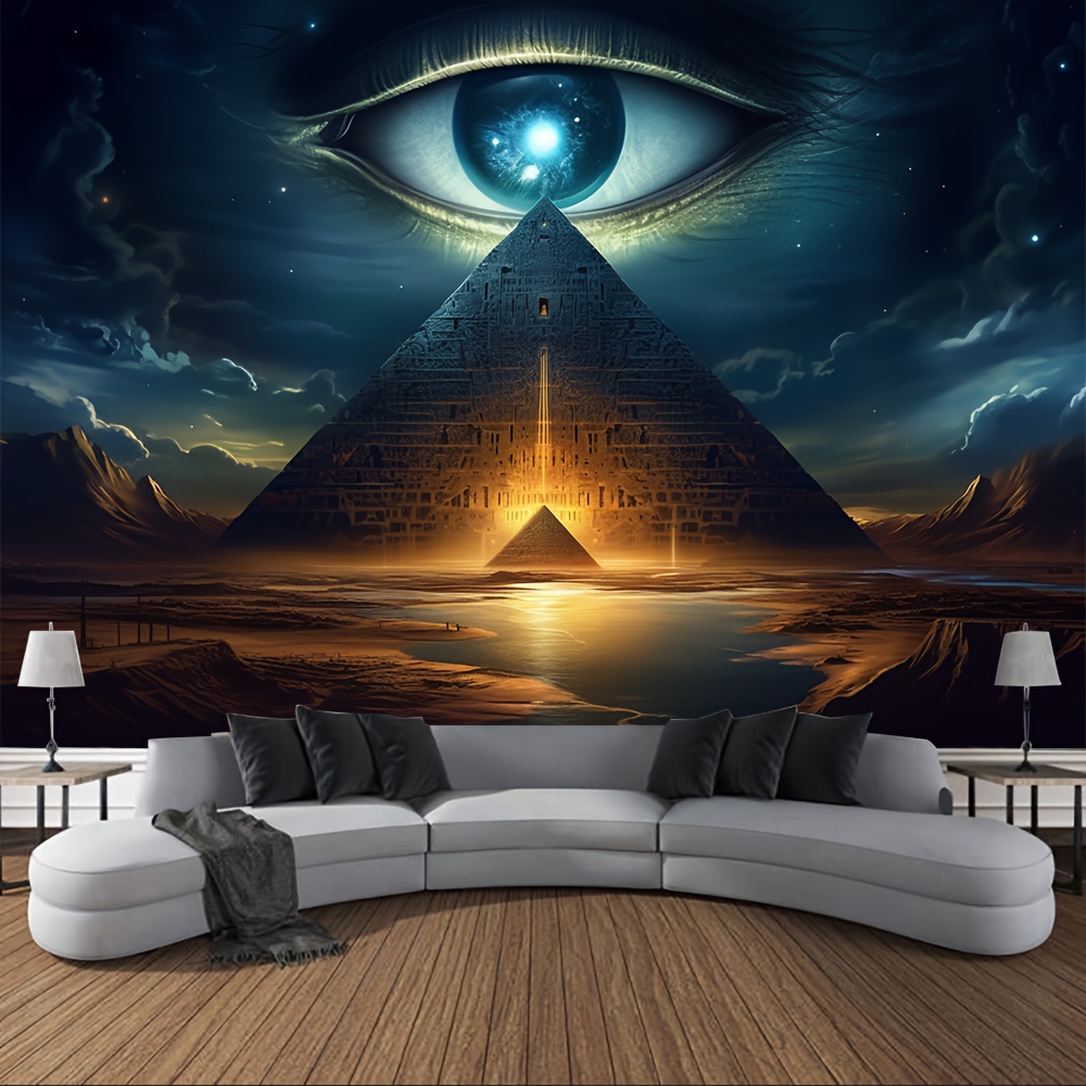 TEMU Pyramid Wall Tapestry Ancient Country Egypt Pyramid Eyes Photography Backdrop Photo Photography Background Props Studio Indoor Decorations