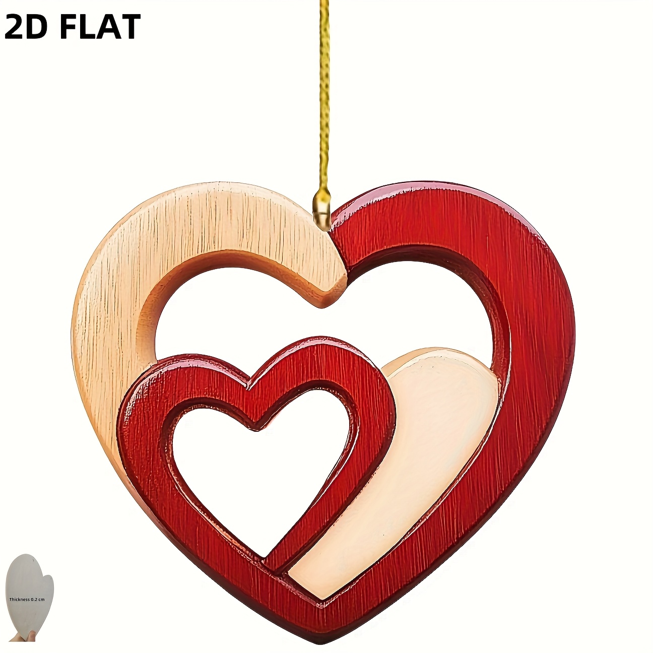 2d Flat, 1pc Heart Ornament - Minimalist Hanging Love Token Suitable For - Perfect For Mother's Day, Valentine's, Easter, Oval Gift For Car Or Home Decoration, Wooden, 2d Flat
