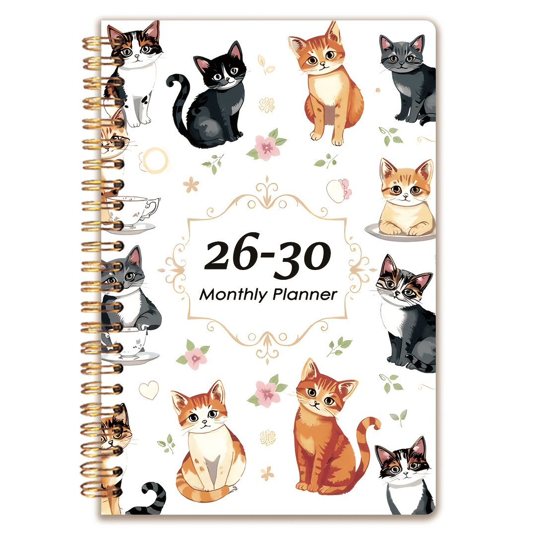 Image of 2026.07-2030.12 Monthly Planner - Lovely Kittens Cover, Undated Spiral Bound, Monthly/weekly/daily Plan, Including Goal Setting/to Do List/notes, Suitable For Office And Personal Use - Holiday Gifts