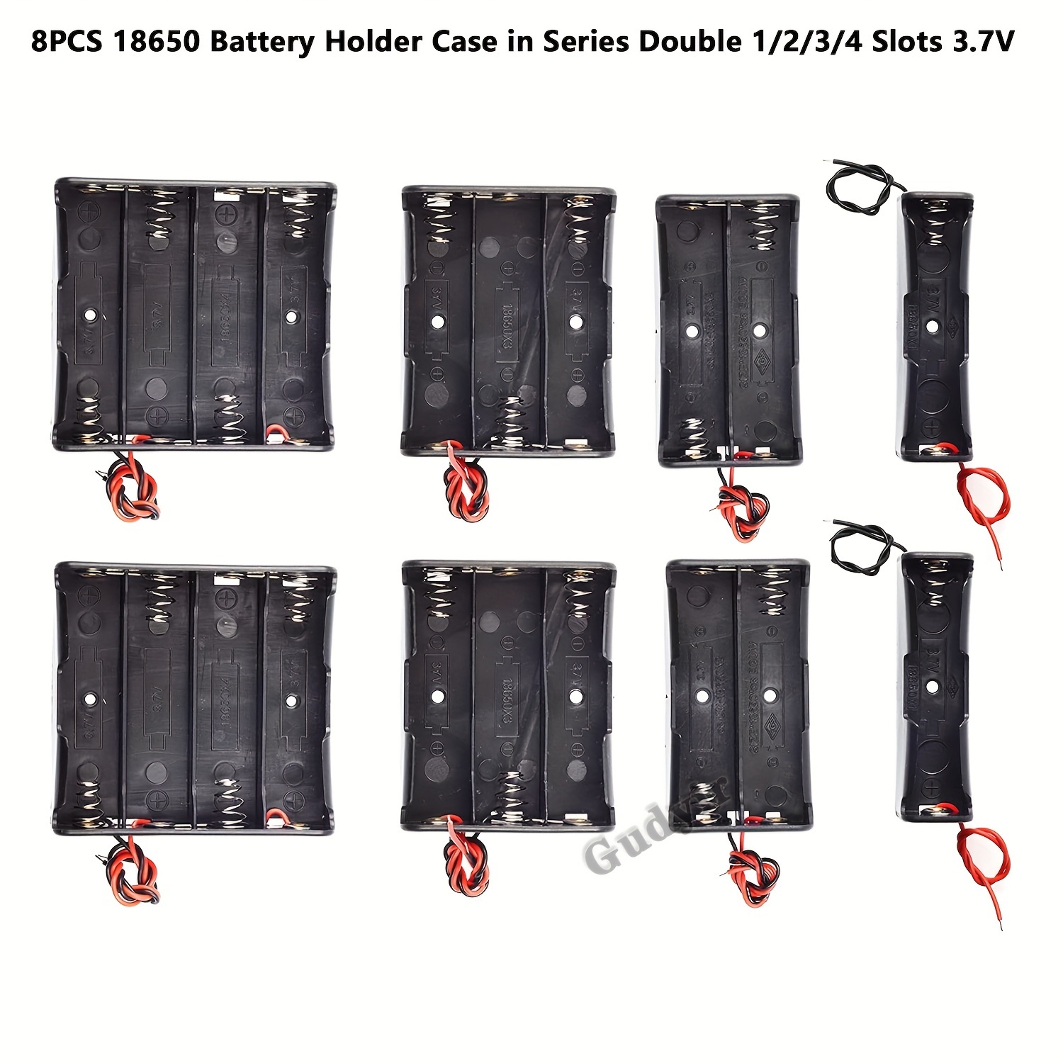 

Gudyir Battery Holder Case For 18650 Series - Plastic 4-slot Storage Box With Wire Leads, Uncharged, Compatible With Multiple Configurations, No Battery Included - Pack Of 1/2/8