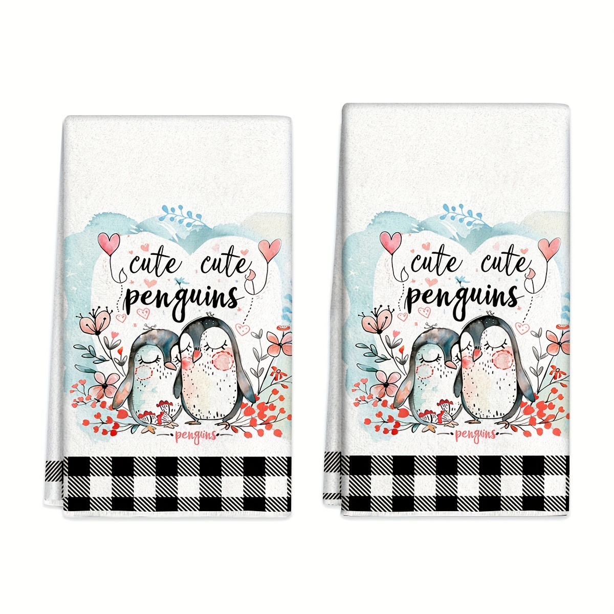 

2pcs, Hand Towel, Penguin Kitchen Decorative Dish Towels, Absorbent Cloth Tea Towels For Cooking, Baking, Housewarming Gifts, Cleaning Supplies, Bathroom Supplies