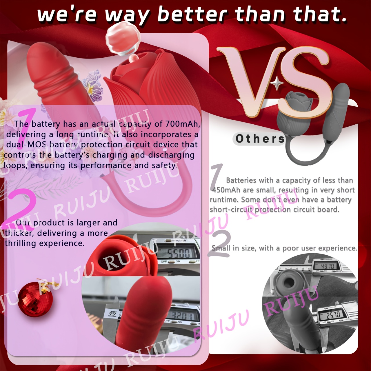 Rose Toy Dildo Vibrator: 3-in-1 Rose Sexual Stimulator, Suitable for Women, with 10 Suction and Thrusting Dildo G-Spot Vibrator - Adult Couples Toy, Valentine's Day Gift