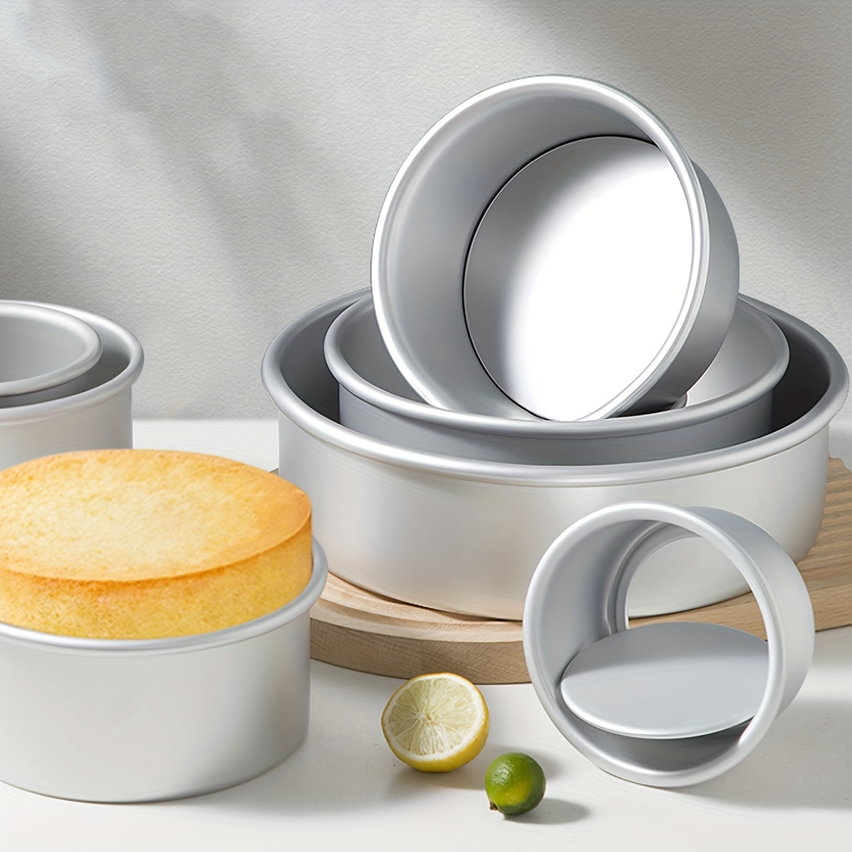 

Versatile Aluminum Cake Pan Set - Removable Bottom, Oven-safe For Perfect Chiffon & Mousse Cakes - Ideal For Home & Commercial Use - Sizes 4", 6", 8", 10