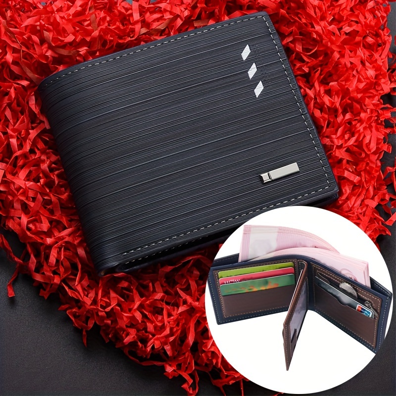 

1pc Fashionable Men's Wallet With A Zipper For Coins, 8 Card Slots, Credit Card Holder, Id Holder, Men's Money Clip, Made Of Pu Leather