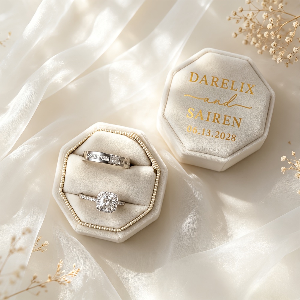 Luxury Custom Engravable Octagonal Ring Box