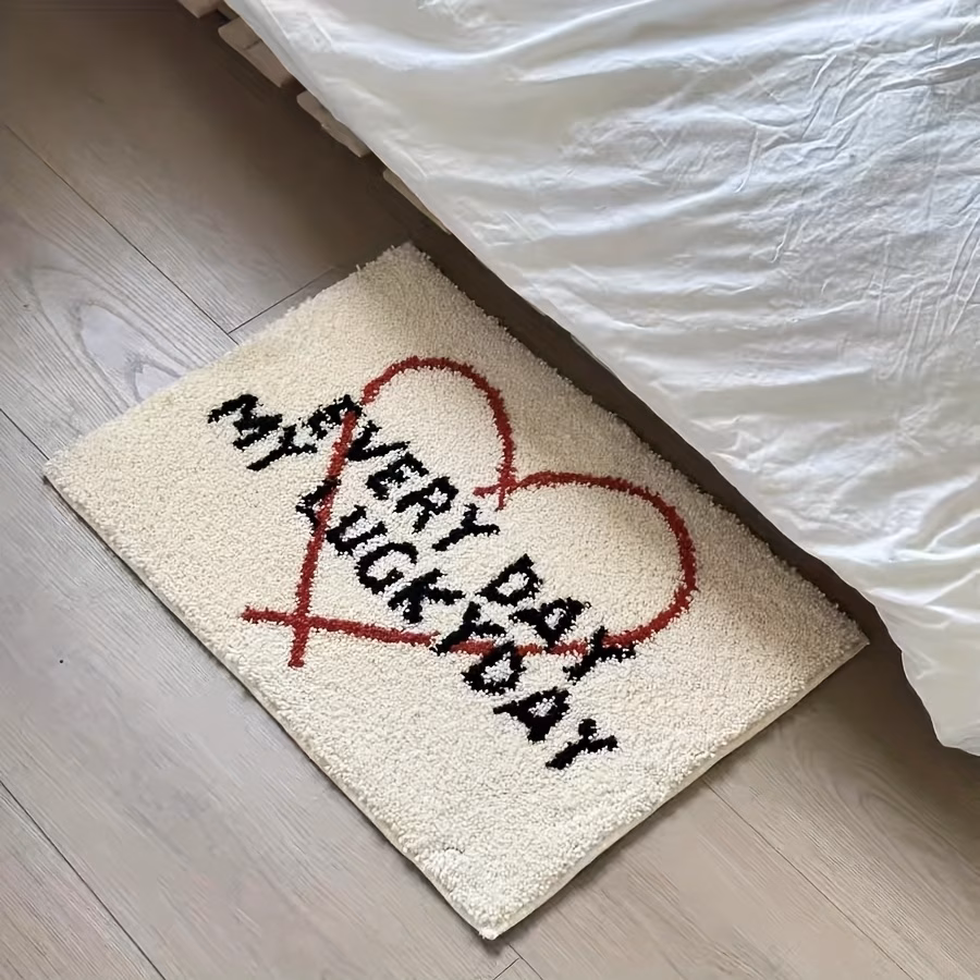 flocked carpet 1800g minimalist letter flocked carpet bedside rug for bedroom autumn winter plush small rug absorbent non slip bathroom door mat Product details 0