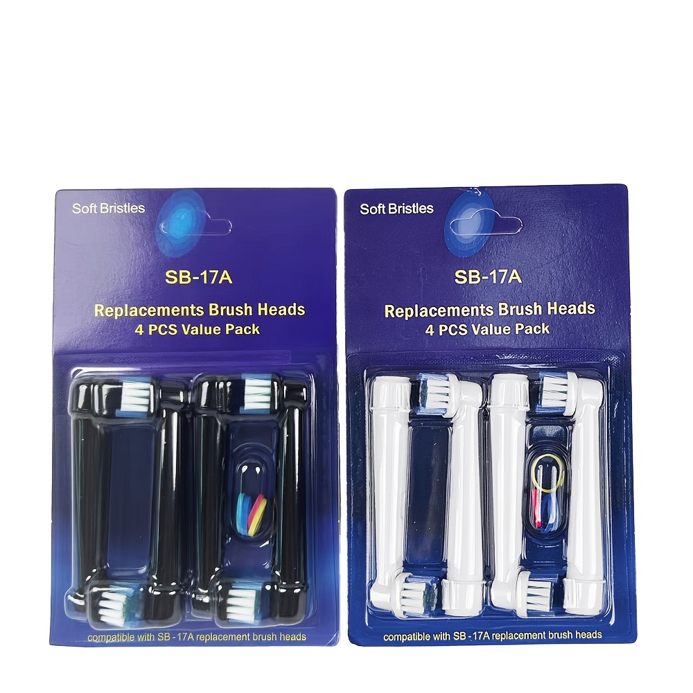 Image of Replacement Electric Toothbrush Heads For Orinatola, 8pcs Rotary Brush Heads, Black White Refills For Electric Toothbrush