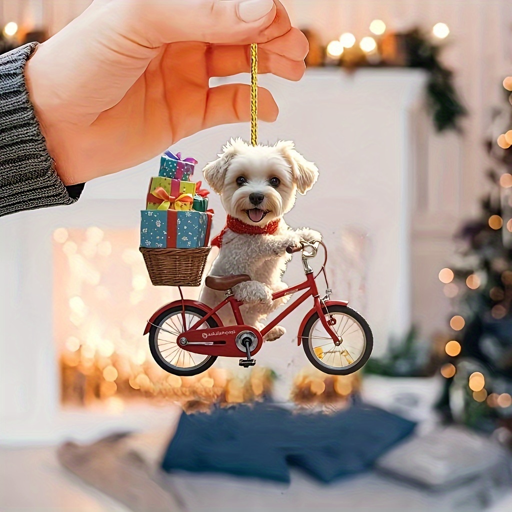 

1pc Dog On Christmas 2d , Dog Riding , Car Pendant, , Keychain, - Christmas !