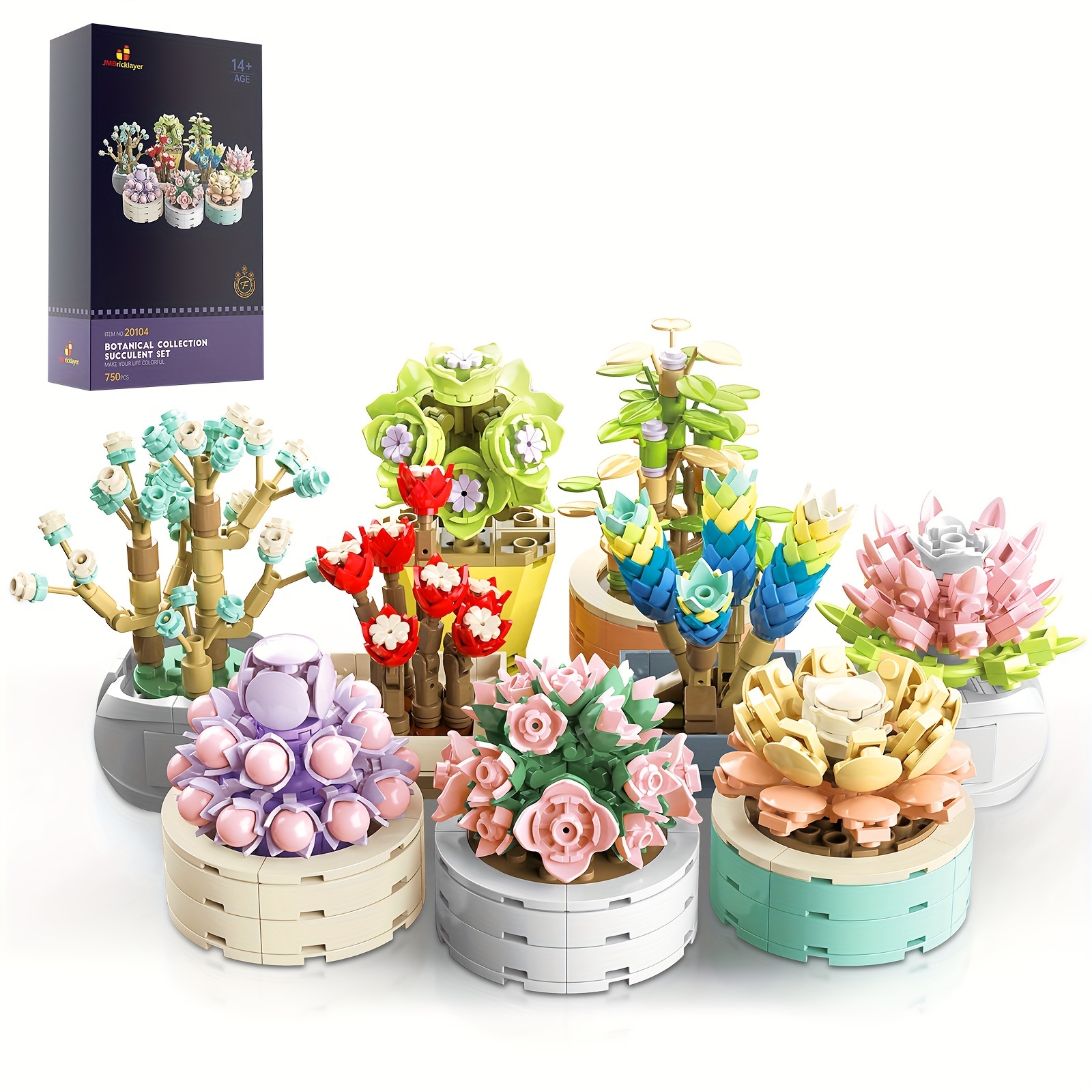 

Jmbricklayer Succulent Flowers Botanical Collection Building Set, Flowers Gifts, Plants Office Home Decor Bonsai, Creative Toys Building Project For Adults, Gifts For Women