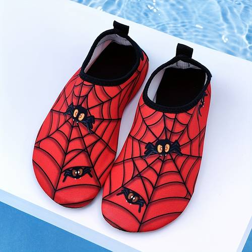 Spider Boy Beach Shoes Red Wading Shoes Lightweight Water Shoes Beach Swimming Girls Water Shoes Swimming Surfing Summer Youngsters's Cartoon Cute Three Spider Webs