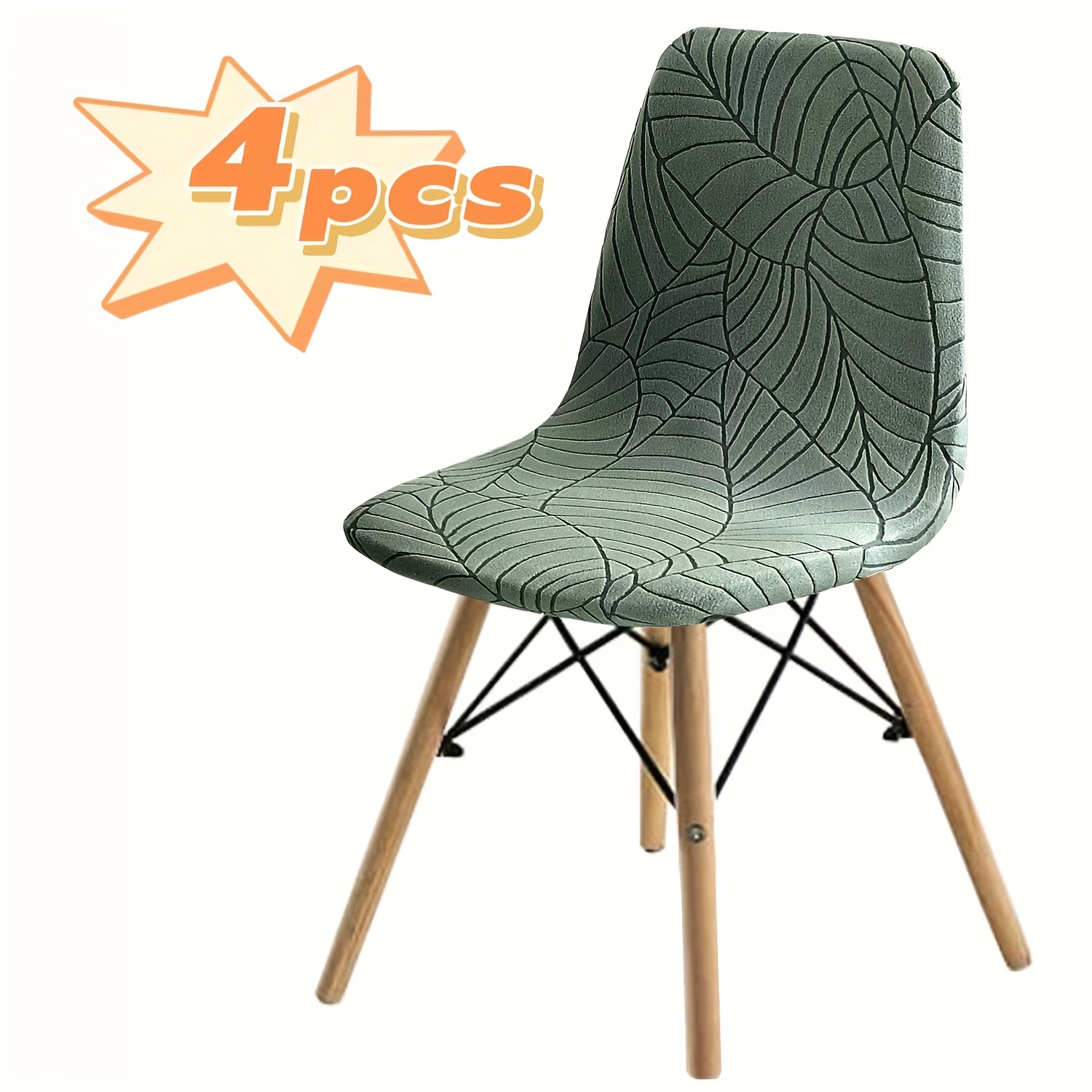 TEMU 1pc/4pcs Elastic Stretch Chair Covers Suitable For Dining Table Chairs, Nordic Modern -shaped Backrest Cover With Elastic Closure, Machine