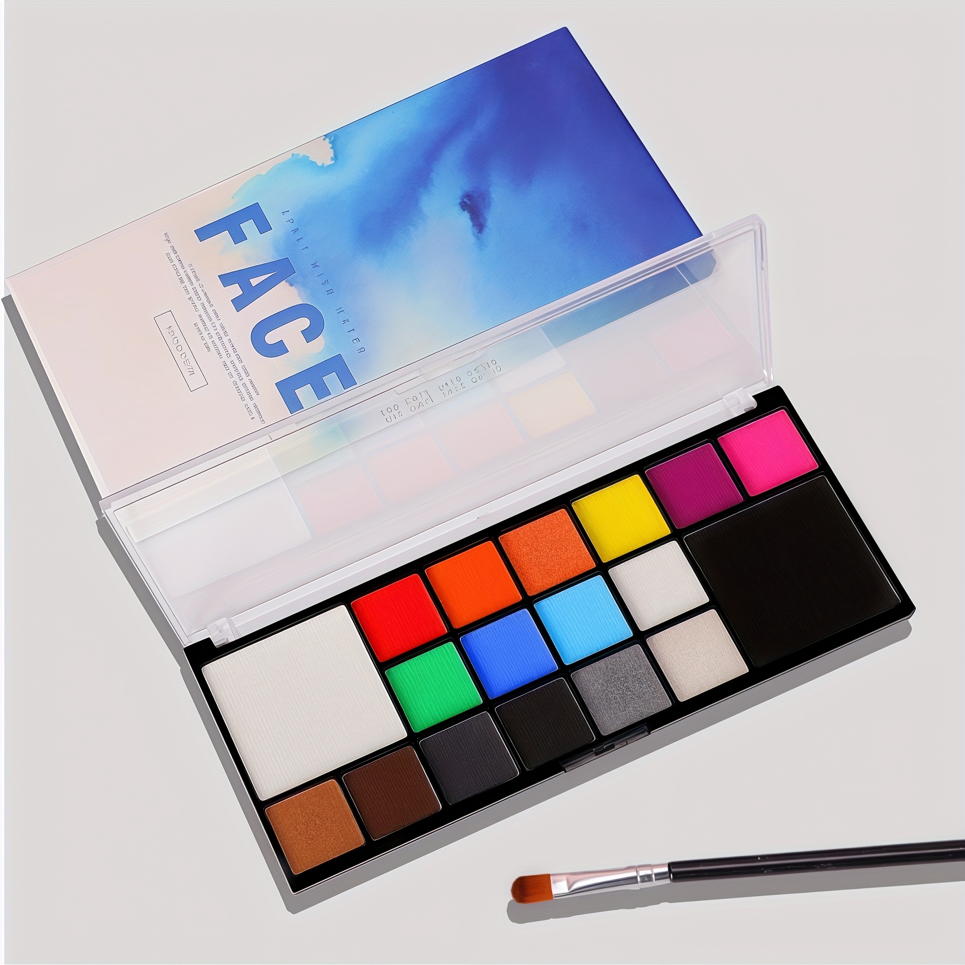 Image of 16- Face And Body Painting Palette With 1pc Brush, Long-lasting, For Halloween And Role-play Makeup