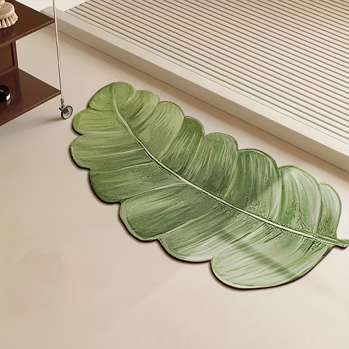 1pc Green Tropical Leaves Bathroom Mat Runner Contemporary Decor Water Absorbent Quick Dry Floor Mat For Shower Room Entrance Kitchen Sink Bathtub Indoor Outdoor Entrance Rug