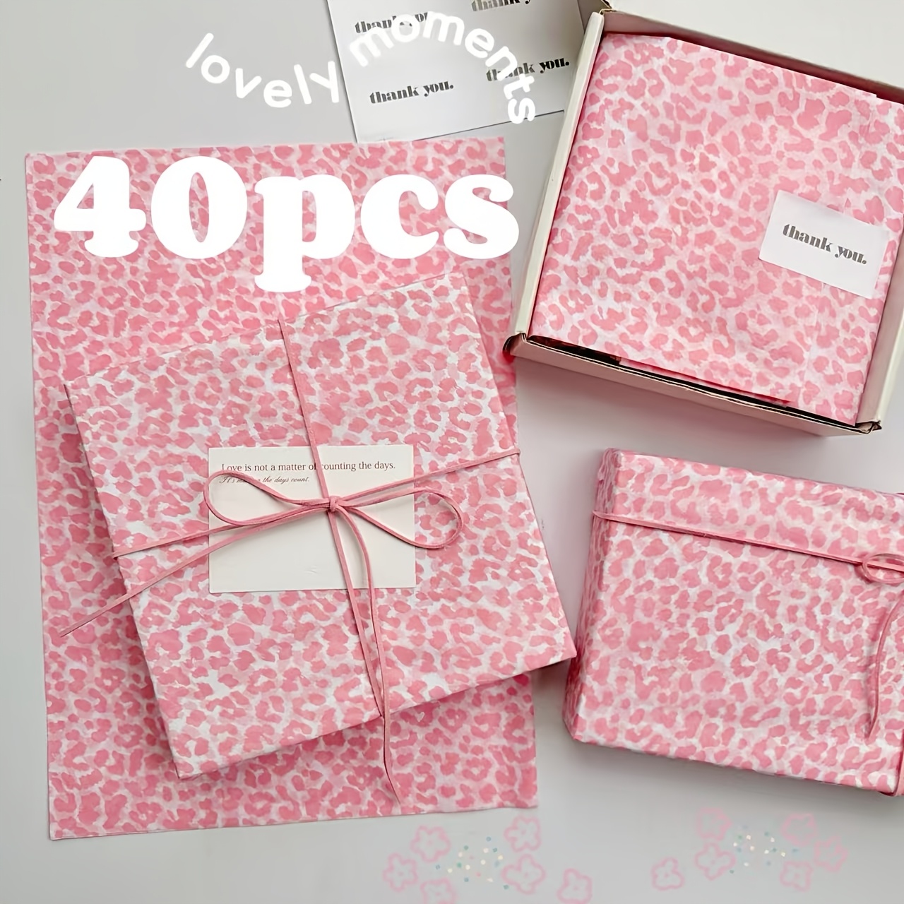 TEMU 40 Feuilles de Papier de Soie à Motif Léopard Rose - Rouleau Adapté pour Emballage Cadeaux, Bouquets, Décorations, Anniversaires, | Feuilles à
