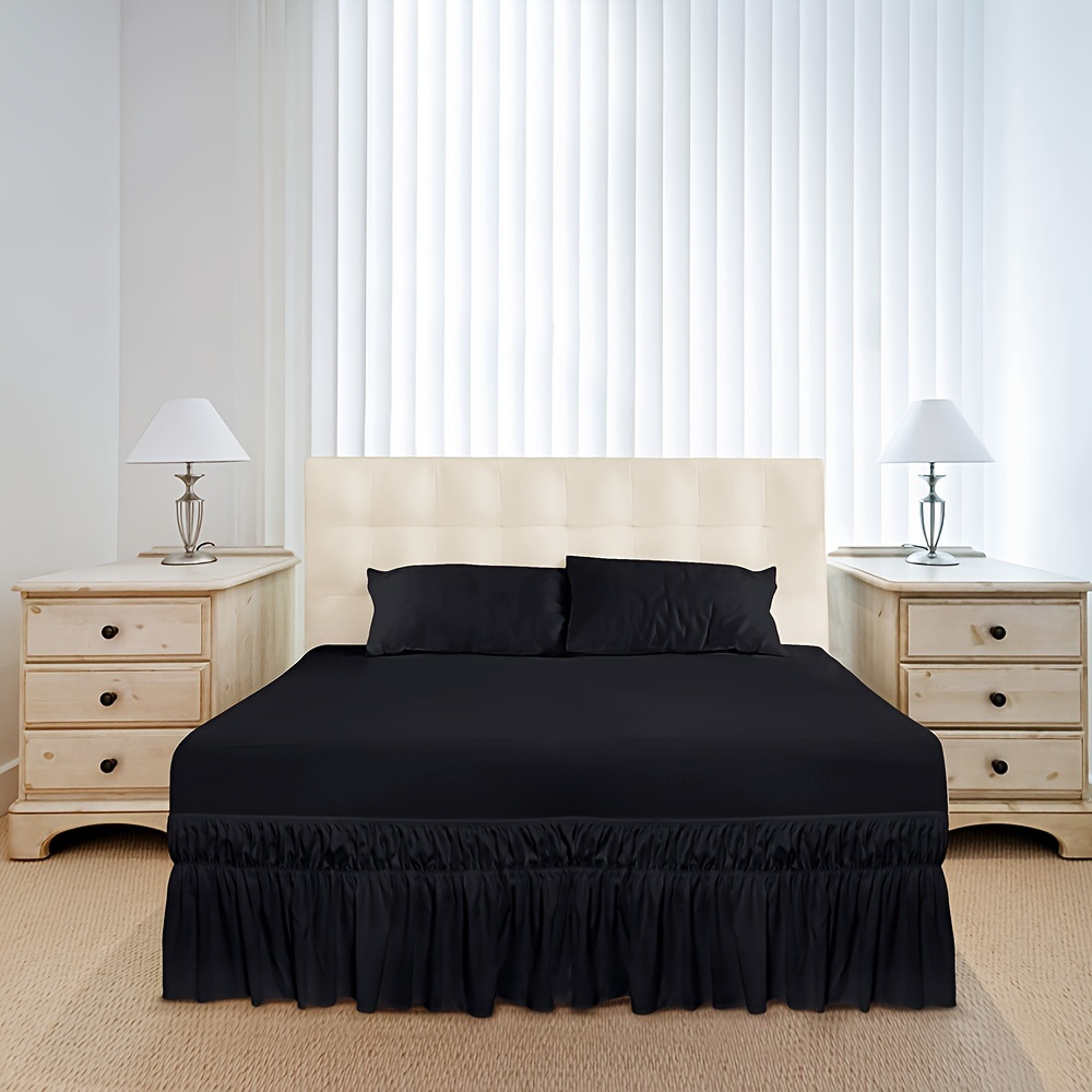 TEMU 1pc Of Bed Skirt, White Solid Color, Adjustable Elastic, Dust-proof With Edges, , Wrinkle-resistant, Fade-resistant, And Machine Washable
