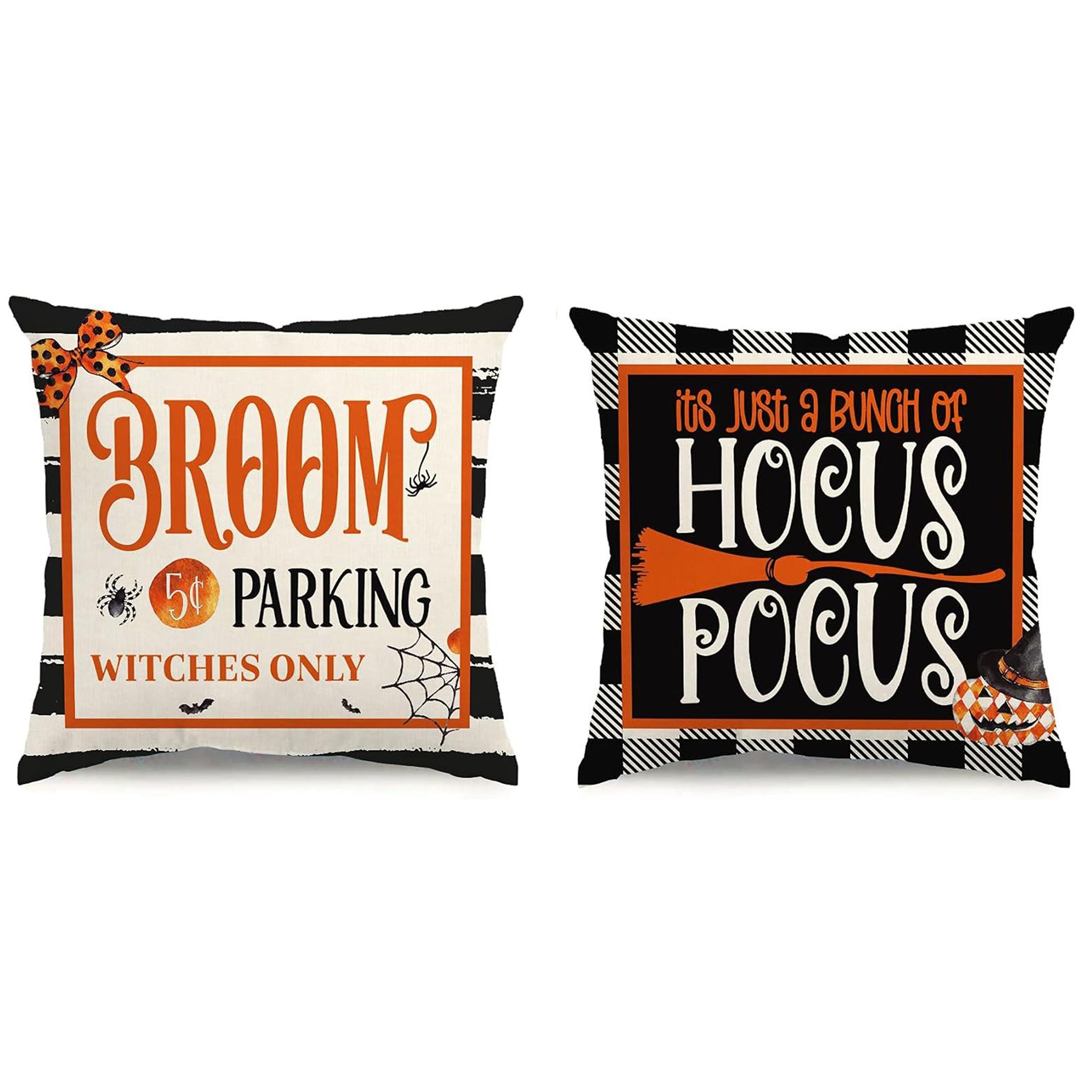 

2-piece Halloween Linen Throw Pillow Covers - Decorative Cushion Cases For Home & Sofa, Single Sided Print, Machine Washable, Zip Closure, 16x16/18x18/20x20inch, No Insert